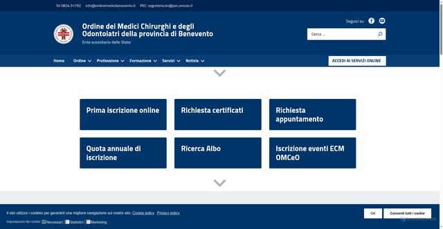 Security scan screenshot of https://www.ordinemedicibenevento.it/
