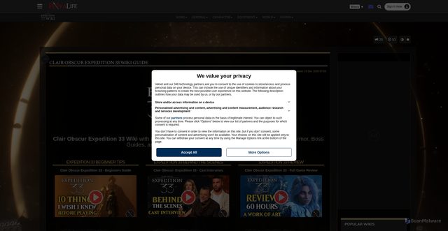 Security scan screenshot of https://expedition33.wiki.fextralife.com