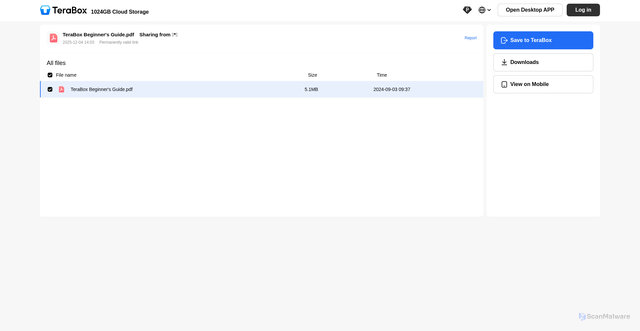 Security scan screenshot of https://1024terabox.com/s/1zB5hYEAiTcY06KBA_1dfhQ