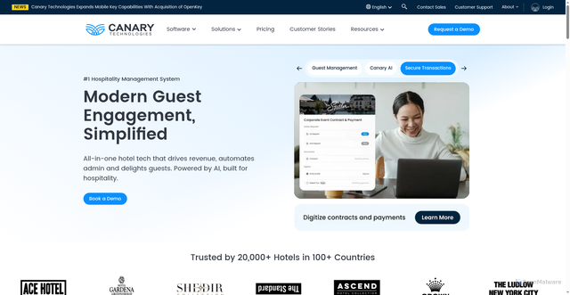 Security scan screenshot of https://canarytechnologies.com