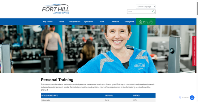 Security scan screenshot of https://napervilleparks.org/personaltraining