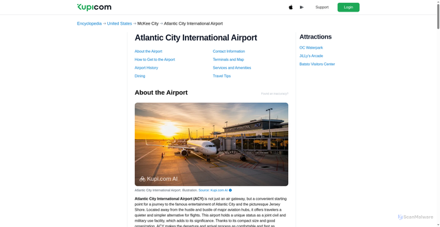 Security scan screenshot of https://www.kupi.com/en-ae/explore/united-states/mckee-city/atlantic-city-international-airport