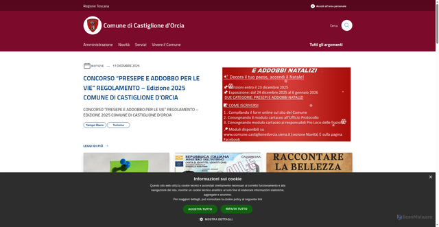 Security scan screenshot of https://www.comune.castiglionedorcia.siena.it/it