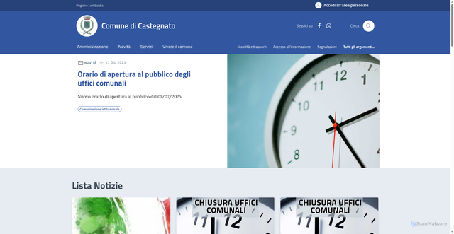 Security scan screenshot of https://www.comune.castegnato.bs.it
