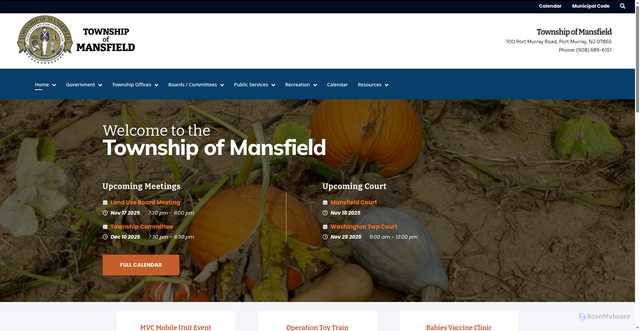 Security scan screenshot of https://mansfieldtownship-nj.gov/
