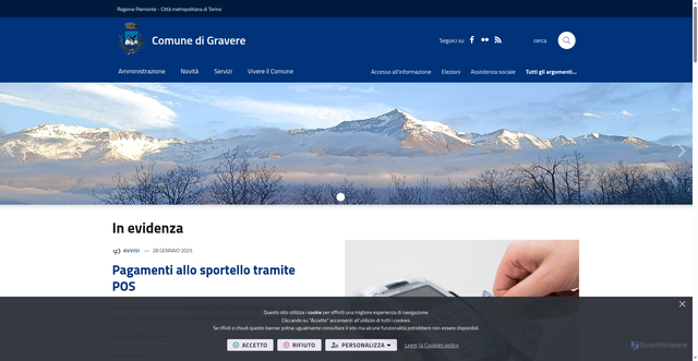 Security scan screenshot of https://www.comune.gravere.to.it/it-it/home