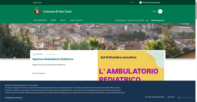 Security scan screenshot of https://comune.sancono.ct.it/