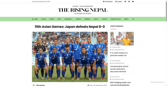 Security scan screenshot of https://risingnepaldaily.com/news/32923