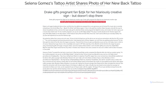 Security scan screenshot of https://peakvistapressblog-7znl34ppkl.edgeone.app/16576-drake-gifts-pregnant-fan-25k-for-her-hilariously-creative-sign-but-doesnt-stop-there.html