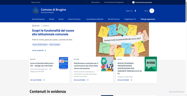 Security scan screenshot of https://www.comune.brugine.pd.it/