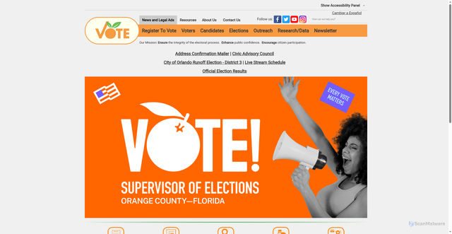 Security scan screenshot of https://ocfelections.gov/