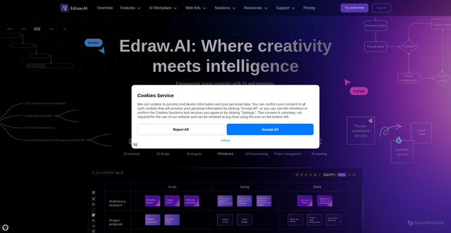 Security scan screenshot of https://edraw.ai