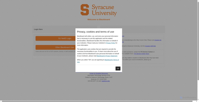 Security scan screenshot of https://blackboard.syracuse.edu