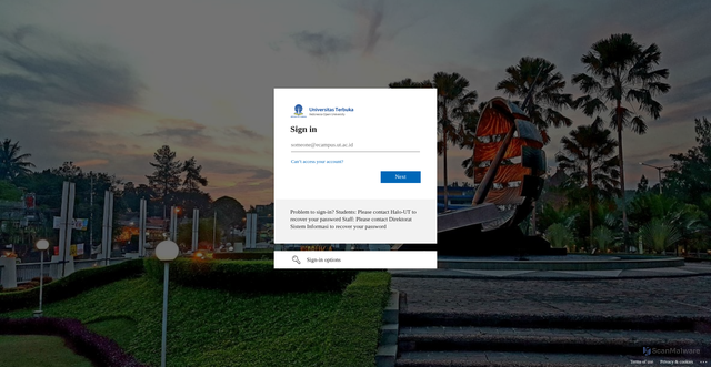 Security scan screenshot of https://studentutac-my.sharepoint.com