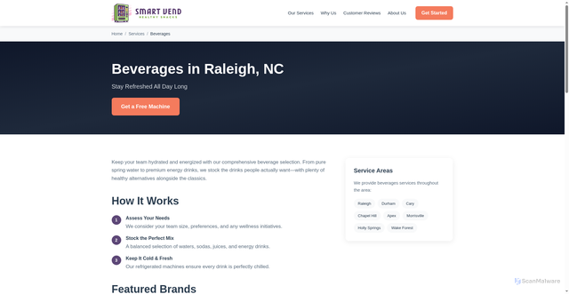 Security scan screenshot of https://smartvendnc.com/services/beverages/