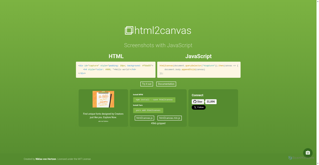 Security scan screenshot of https://html2canvas.hertzen.com