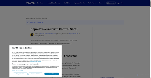 Security scan screenshot of https://www.webmd.com/sex/birth-control/birth-control-depo-provera