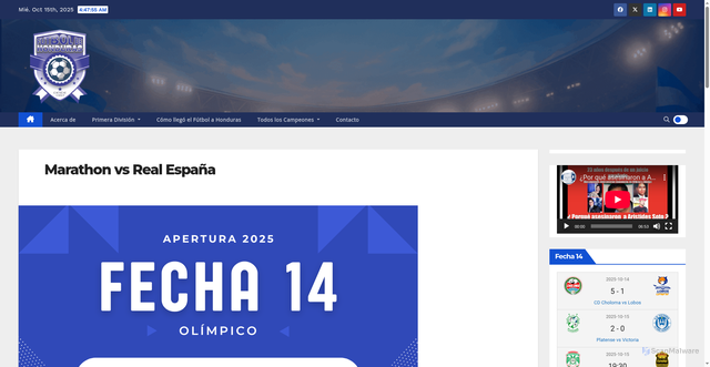 Security scan screenshot of https://hondurasfutbol.com/event/marathon-vs-real-espana-9/