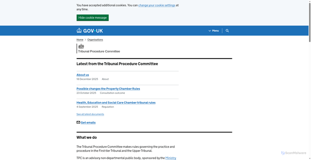 Security scan screenshot of https://www.gov.uk/government/organisations/tribunal-procedure-committee