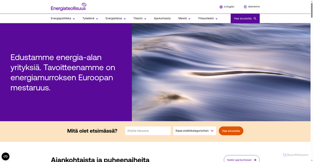 Security scan screenshot of https://energia.fi