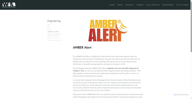 Security scan screenshot of https://wsab.org/amber-alert