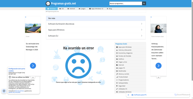 Security scan screenshot of https://programas-gratis.net