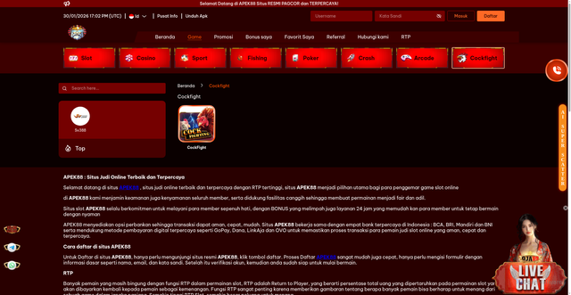 Security scan screenshot of https://apek88-apk2.com/games/cockfight