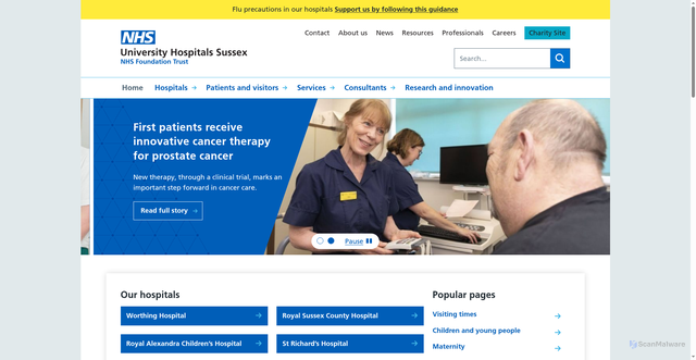 Security scan screenshot of https://www.uhsussex.nhs.uk/