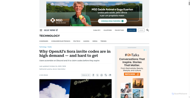 Security scan screenshot of https://gulfnews.com/technology/media/why-openais-sora-invite-codes-are-in-high-demand-and-hard-to-get-1.500294622