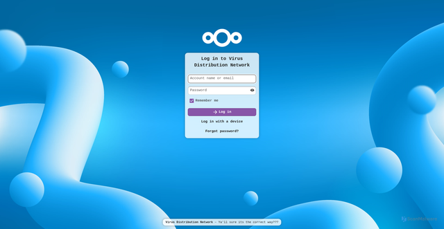 Security scan screenshot of https://virusdistributionnetwork.com/login