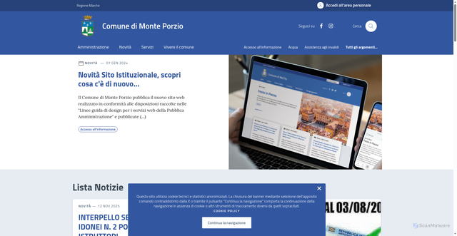 Security scan screenshot of https://comune.monte-porzio.pu.it/