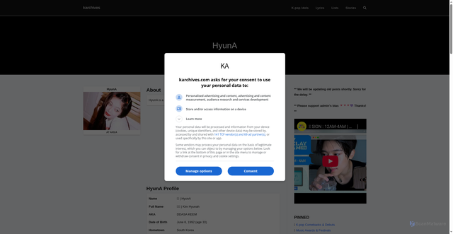 Security scan screenshot of https://karchives.com/kim-hyunah/