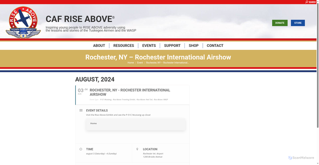 Security scan screenshot of cafriseabove.org