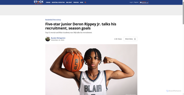 Security scan screenshot of https://stockrisers.com/s/556/five-star-junior-deron-rippey-jr-talks-his-recruitment-season-goals