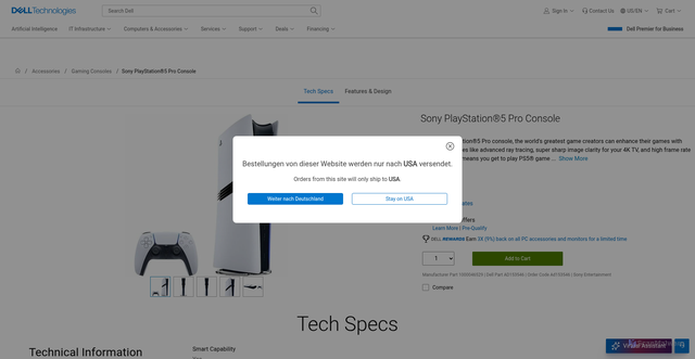 Security scan screenshot of https://www.dell.com/en-us/shop/sony-playstation-5-pro-console/apd/ad153546/gaming-gaming-accessories