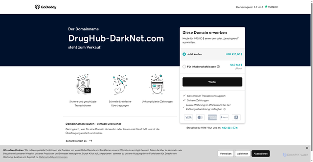 Security scan screenshot of https://drughub-darknet.com/