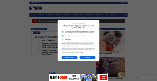 Security scan screenshot of https://www.wtvq.com/?p=1168007&alert=2197113&alert_type=banner