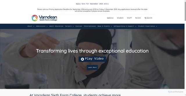Security scan screenshot of https://www.varndean.ac.uk/