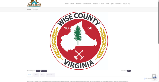 Security scan screenshot of https://inappalachia.com/places/wise-county/