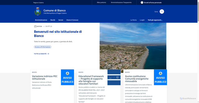 Security scan screenshot of https://www.comune.bianco.rc.it