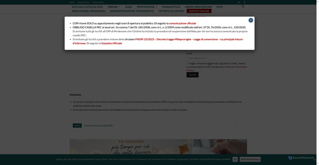 Security scan screenshot of https://www.opipordenone.it