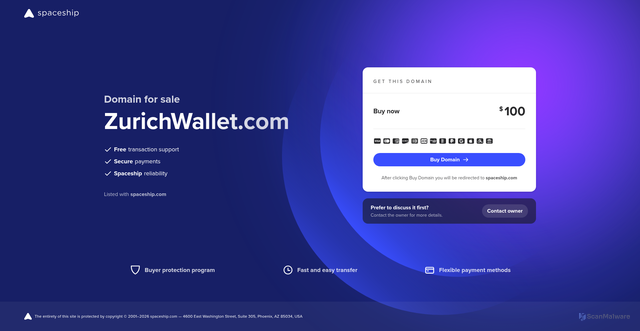 Security scan screenshot of https://zurichwallet.com