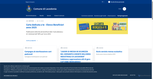 Security scan screenshot of https://www.comune.lacedonia.av.it/