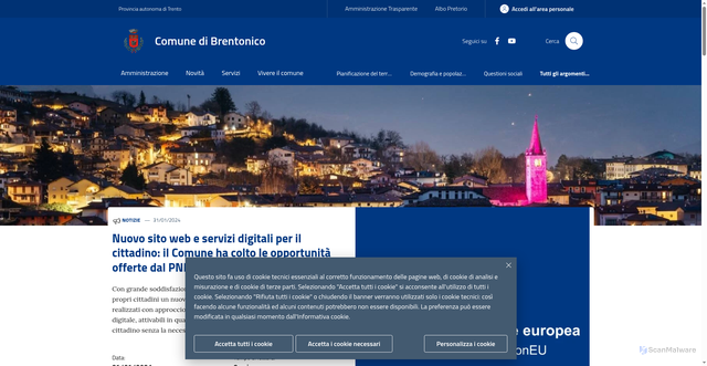 Security scan screenshot of https://www.comune.brentonico.tn.it/