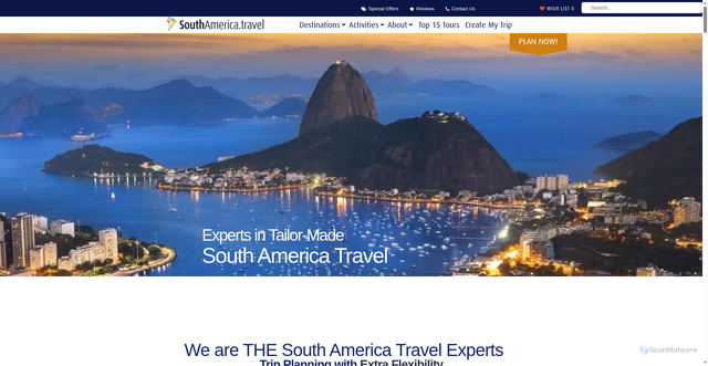 Security scan screenshot of https://www.southamerica.travel/
