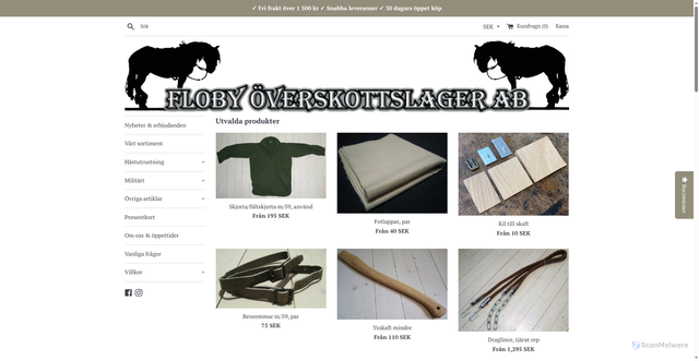 Security scan screenshot of https://flobyoverskottslager.se