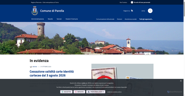 Security scan screenshot of https://www.comune.parella.to.it/it-it/home