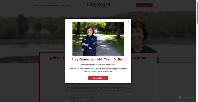Security scan screenshot of https://susancollins.com/