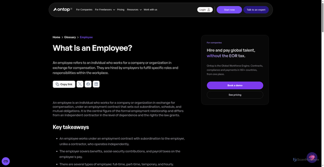 Security scan screenshot of https://www.getontop.com/glossary/employee