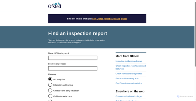 Security scan screenshot of https://reports.ofsted.gov.uk